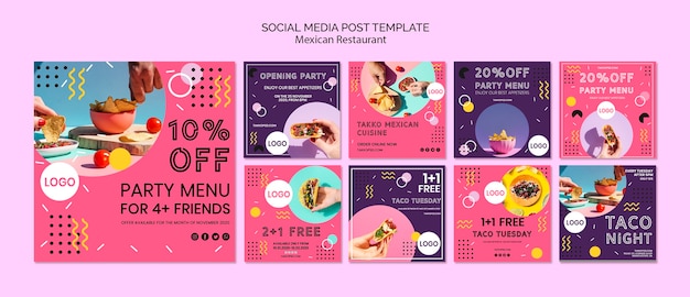 PSD gratuito plantilla de comida mexicana de redes sociales