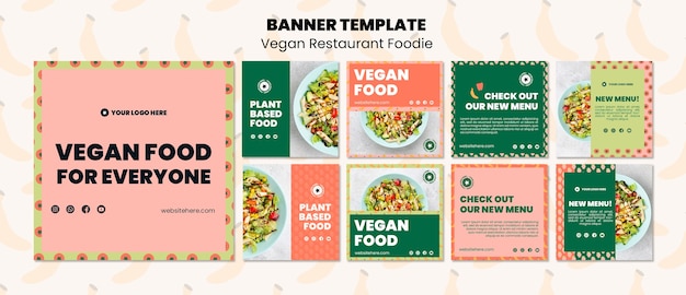 PSD gratuito plantilla de comida vegana de diseño plano