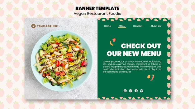 Plantilla de comida vegana de diseño plano