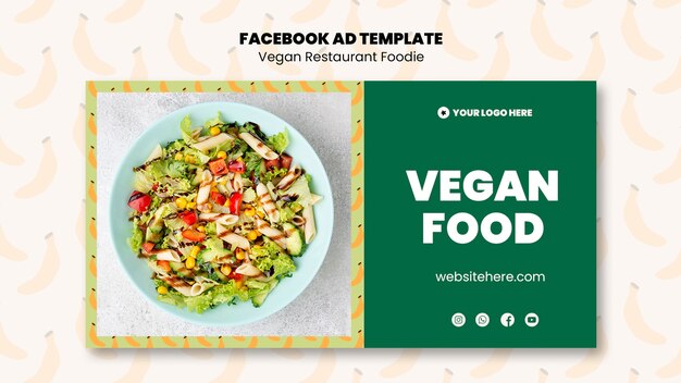 Plantilla de comida vegana de diseño plano
