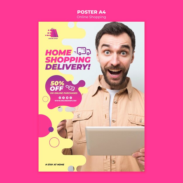 Plantilla de compras en línea para póster