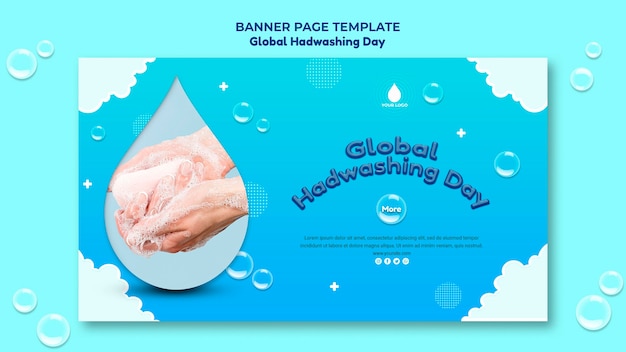 Plantilla de concepto de banner del día mundial del lavado de manos