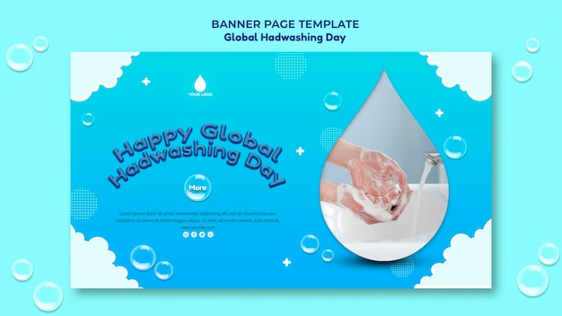 Plantilla de concepto de banner del día mundial del lavado de manos