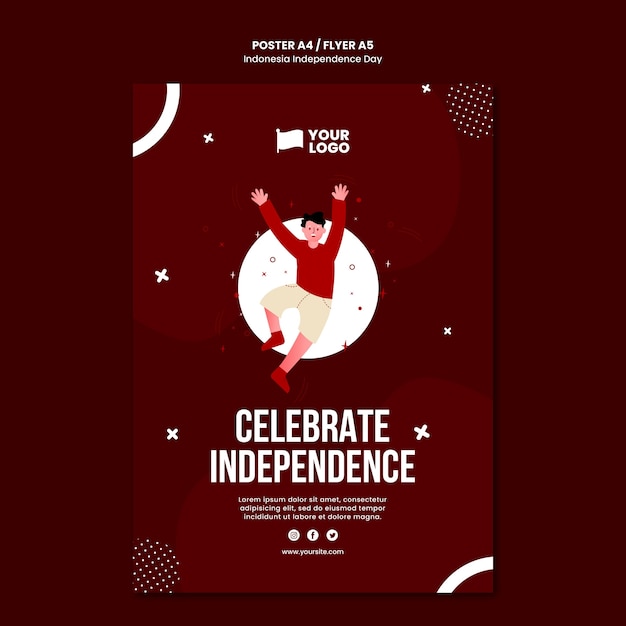 Plantilla de concepto de cartel del día de la independencia de indonesia