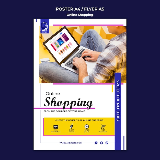 Plantilla de concepto de cartel en línea de compras
