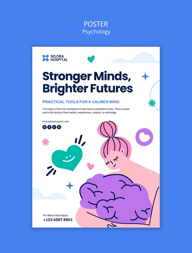 PSD gratuito plantilla de concepto de diseño psicológico plano