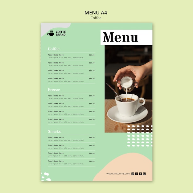 Plantilla de concepto de menú de café