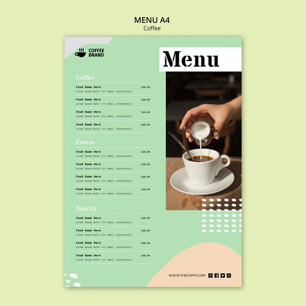 Plantilla de concepto de menú de café