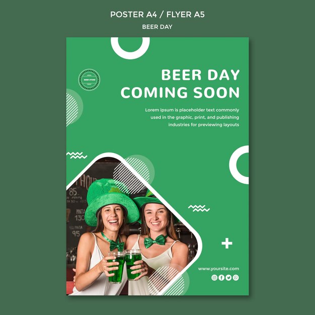 PSD gratuito plantilla de concepto de volante de día de cerveza