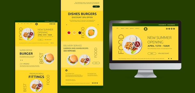 Plantilla de concepto de web de comida americana