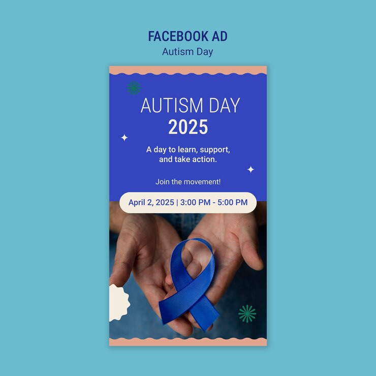 PSD gratuito plantilla de concienciación sobre el día del autismo