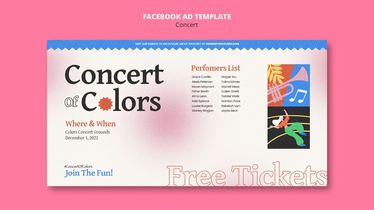 PSD gratuito plantilla de concierto de diseño plano