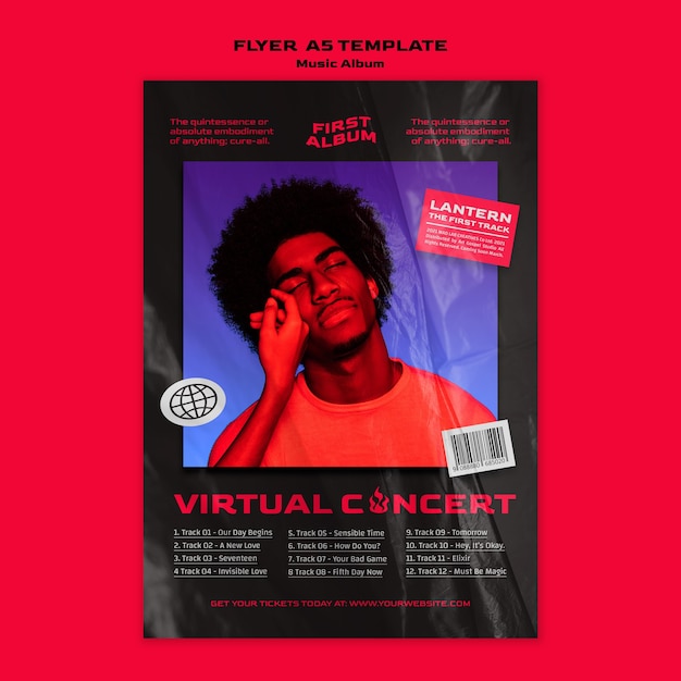 PSD gratuito plantilla de concierto virtual de álbum de música