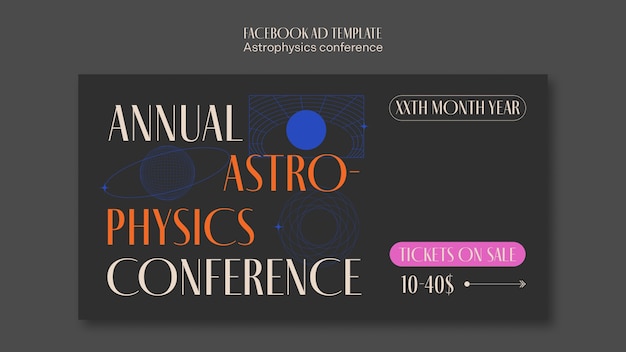 PSD gratuito plantilla de conferencia de astrofísica de diseño plano