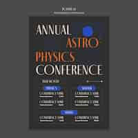 PSD gratuito plantilla de conferencia de astrofísica de diseño plano