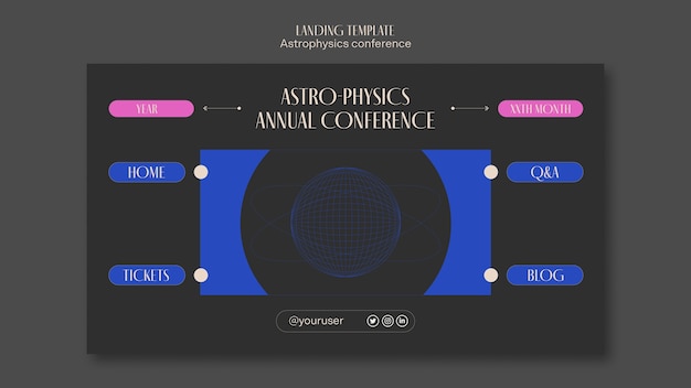 PSD gratuito plantilla de conferencia de astrofísica de diseño plano