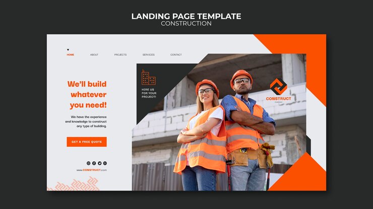 PSD gratuito plantilla de construcción de diseño plano