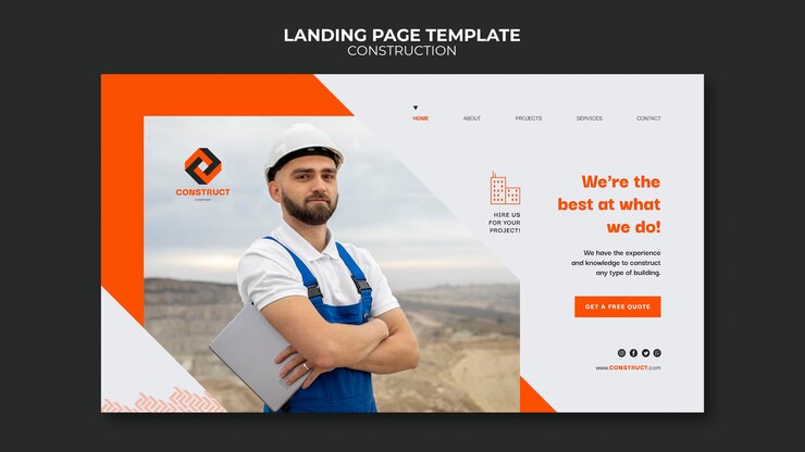 PSD gratuito plantilla de construcción de diseño plano