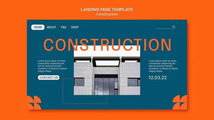 PSD gratuito plantilla de construcción de diseño plano