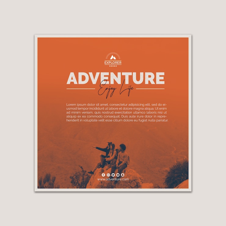 PSD gratuito plantilla de cover cuadrado con concepto de aventura