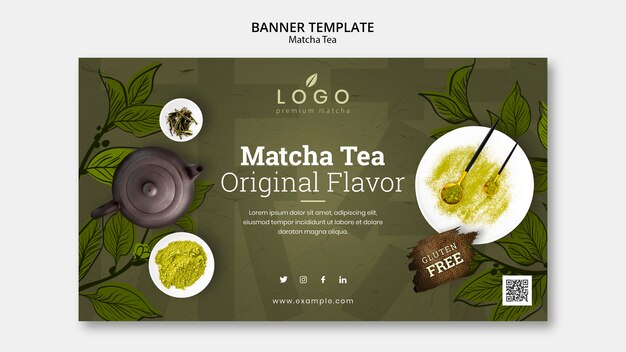 Plantilla creativa de banner de té matcha