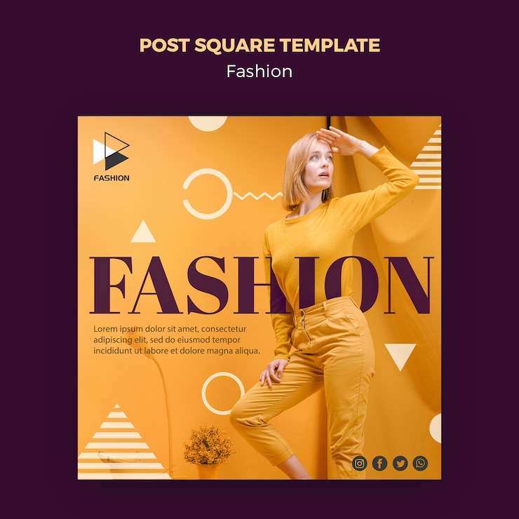 PSD gratuito plantilla cuadrada de puesto de moda