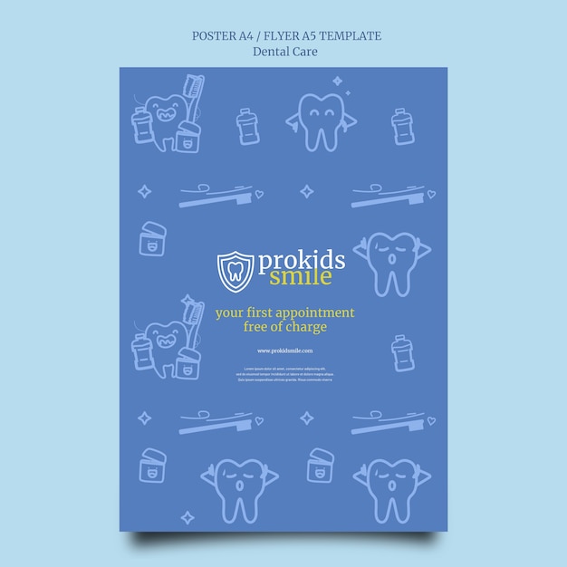 PSD gratuito plantilla de cuidado dental de diseño plano