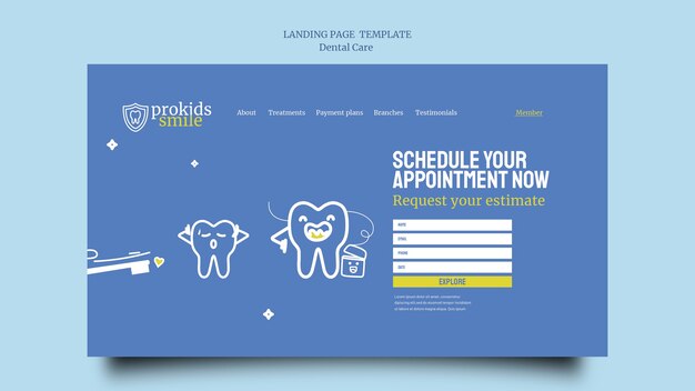 Plantilla de cuidado dental de diseño plano