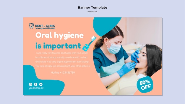 PSD gratuito plantilla de cuidado dental de diseño plano