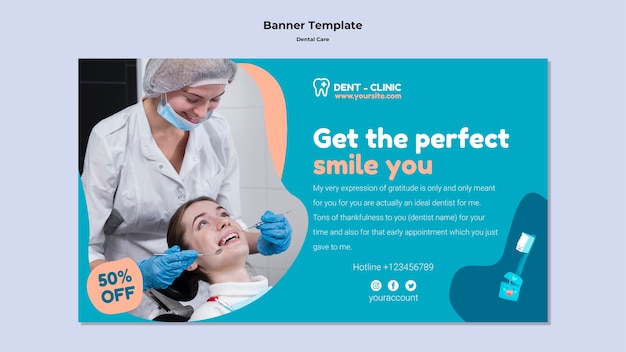 PSD gratuito plantilla de cuidado dental de diseño plano