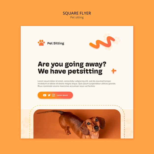 PSD gratuito plantilla de cuidado de mascotas de diseño plano