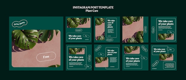 PSD gratuito plantilla de cuidado de plantas de diseño plano