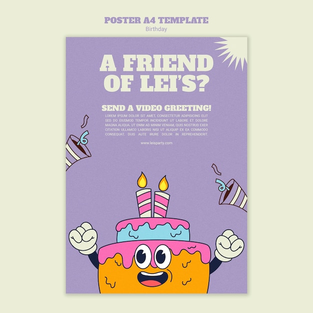 Plantilla de cumpleaños de diseño plano