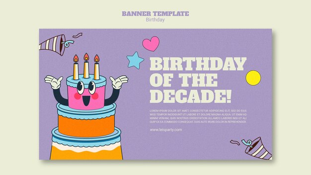 Plantilla de cumpleaños de diseño plano