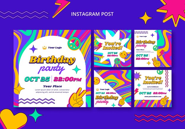 Plantilla de cumpleaños de diseño plano