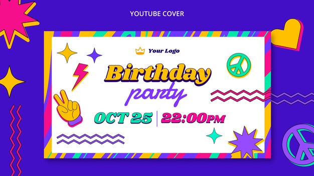 Plantilla de cumpleaños de diseño plano