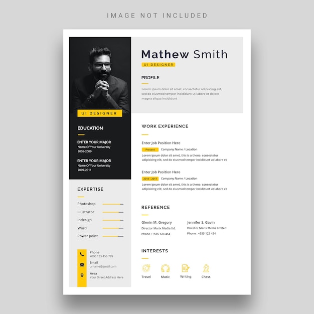 Plantilla de CV o curriculum vitae moderno y limpio