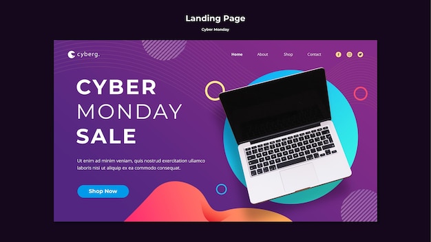 Plantilla de cyber monday de página de destino