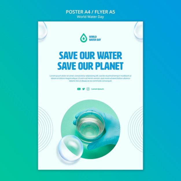 PSD gratuito plantilla de degradado del día mundial del agua