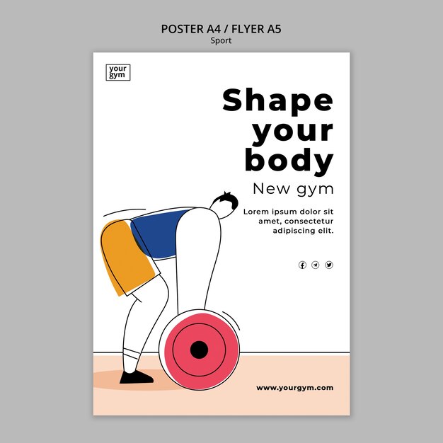 Plantilla de deporte de diseño plano