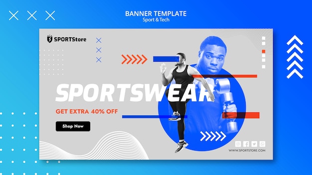 Plantilla de deporte y tecnología para concepto de banner