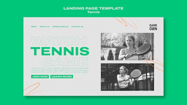 Plantilla de deporte de tenis de diseño plano