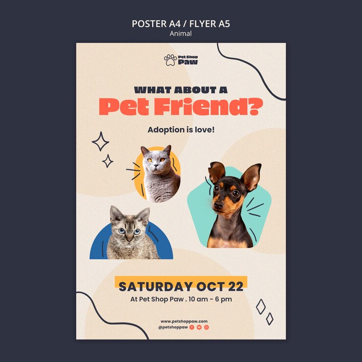 PSD gratuito plantilla de día de animales de diseño plano