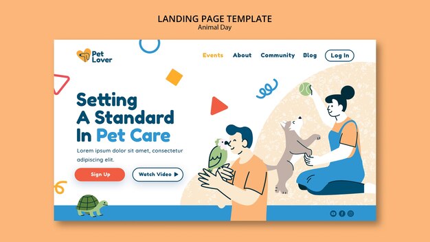 PSD gratuito plantilla de día de animales de diseño plano