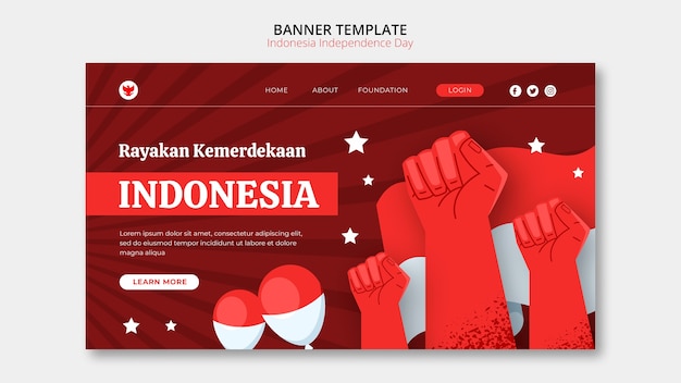 Plantilla de día de la independencia de indonesia de diseño plano