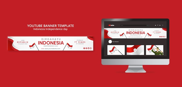Plantilla de día de la independencia de indonesia de diseño plano