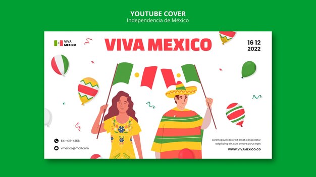 Plantilla de día de la independencia mexicana de diseño plano
