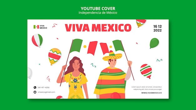 Plantilla de día de la independencia mexicana de diseño plano