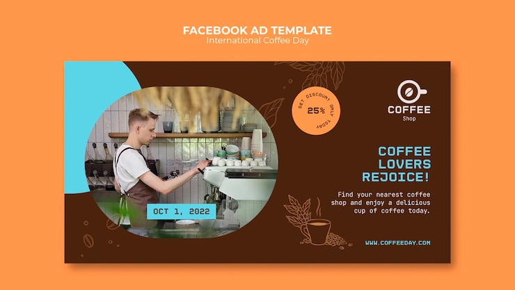 PSD gratuito plantilla de día internacional del café de diseño plano