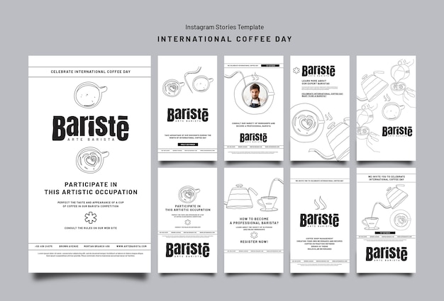 PSD gratuito plantilla de día internacional del café de diseño plano